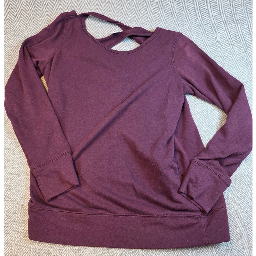 Old Navy Active Burgundy Crisscross Open Back Fleece Sweatshirt Small